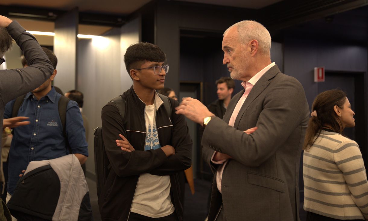 RMIT Vice-Chancellor and President Professor Alec Cameron meets with students