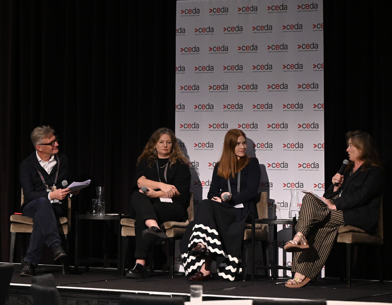 Chris Speed moderates a panel with industry leaders Renée Wootton Tomlin, Kate Dundas and Philippa Abbott.