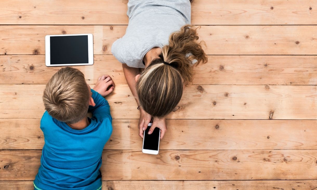Kids using tablet and smartphone