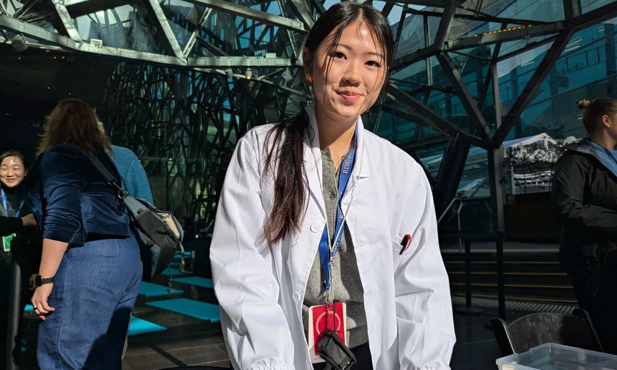 Fashion Student Emily Jung during her internship on Woopsyang’s Space Out Competition