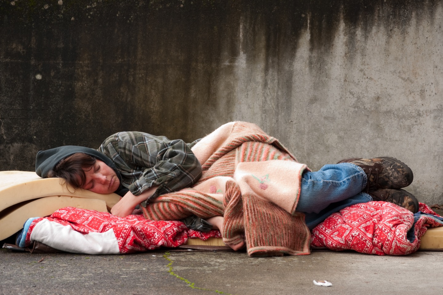 Sleeping on a street