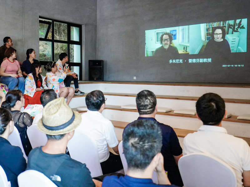 Audience watching projected film