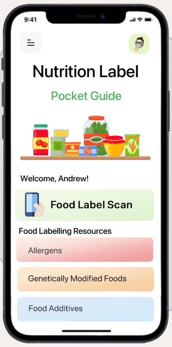 Mock-up of mobile app