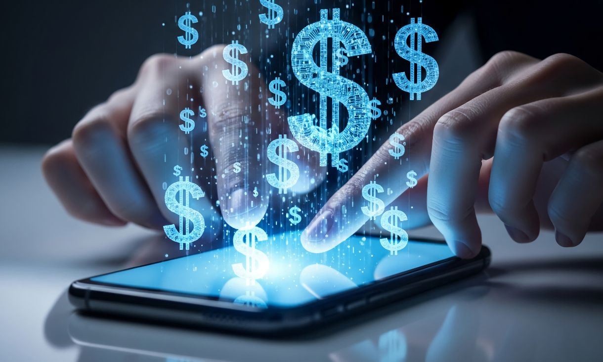 Fingers typing on phone screen