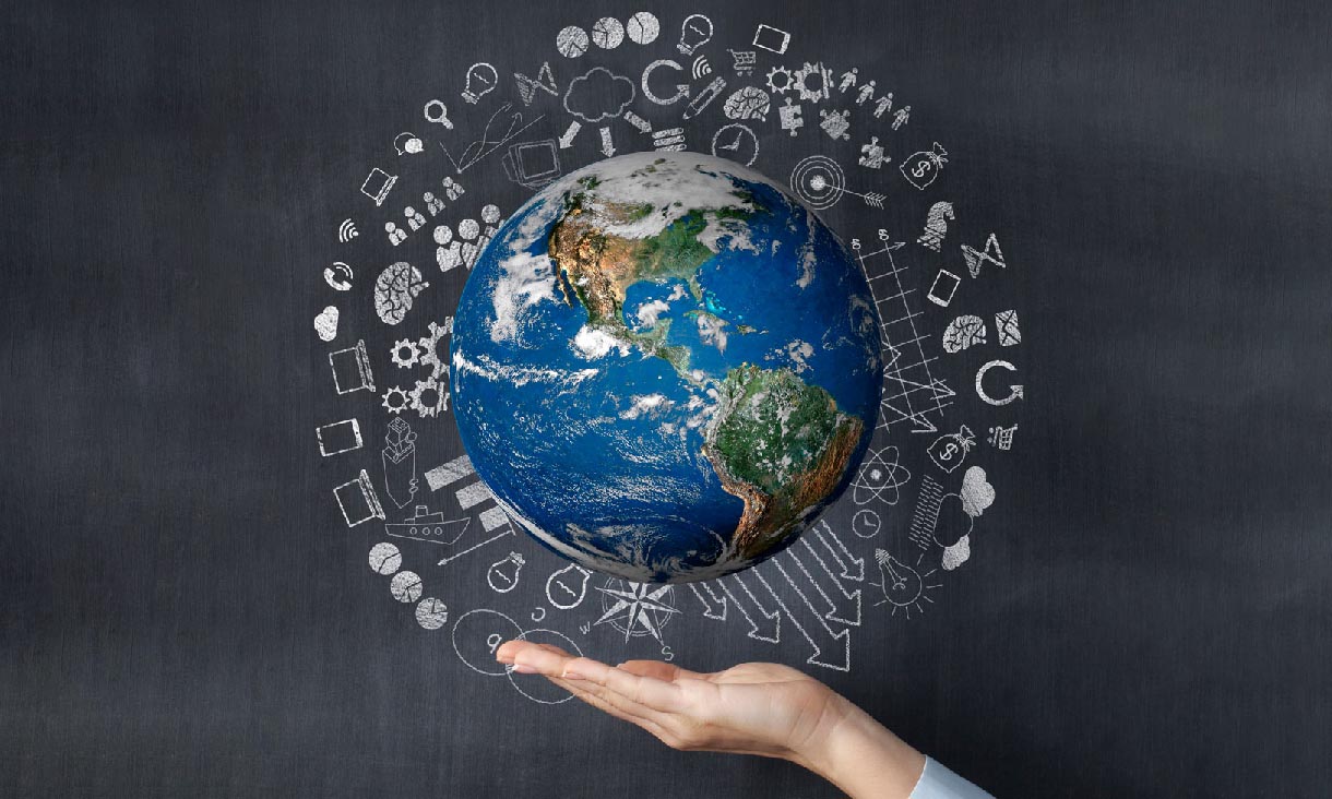 Close up of crystal globe resting on grass in a forest - environment concept 