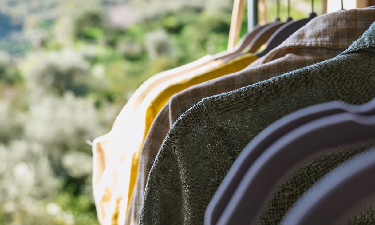 CLose up of rack of shirts