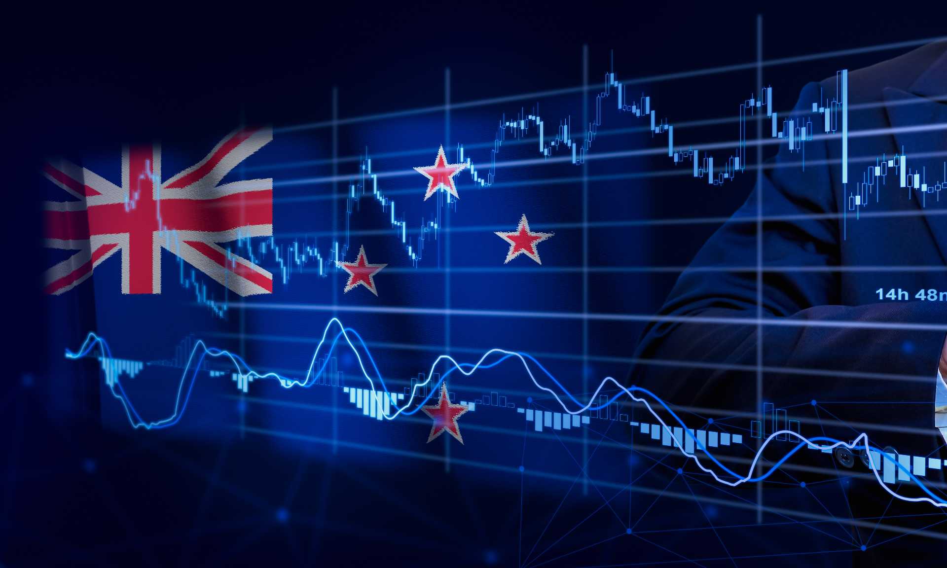 Australian flag superimposed on graph