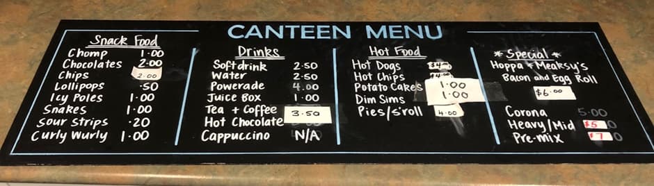 Canteen menu