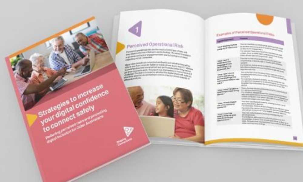 Booklet with "Strategies to increase your digital confidence to connect safety" on cover