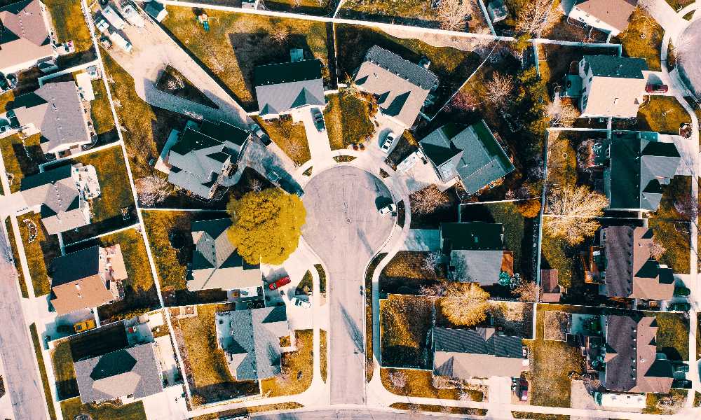 Bird eyeview of houses