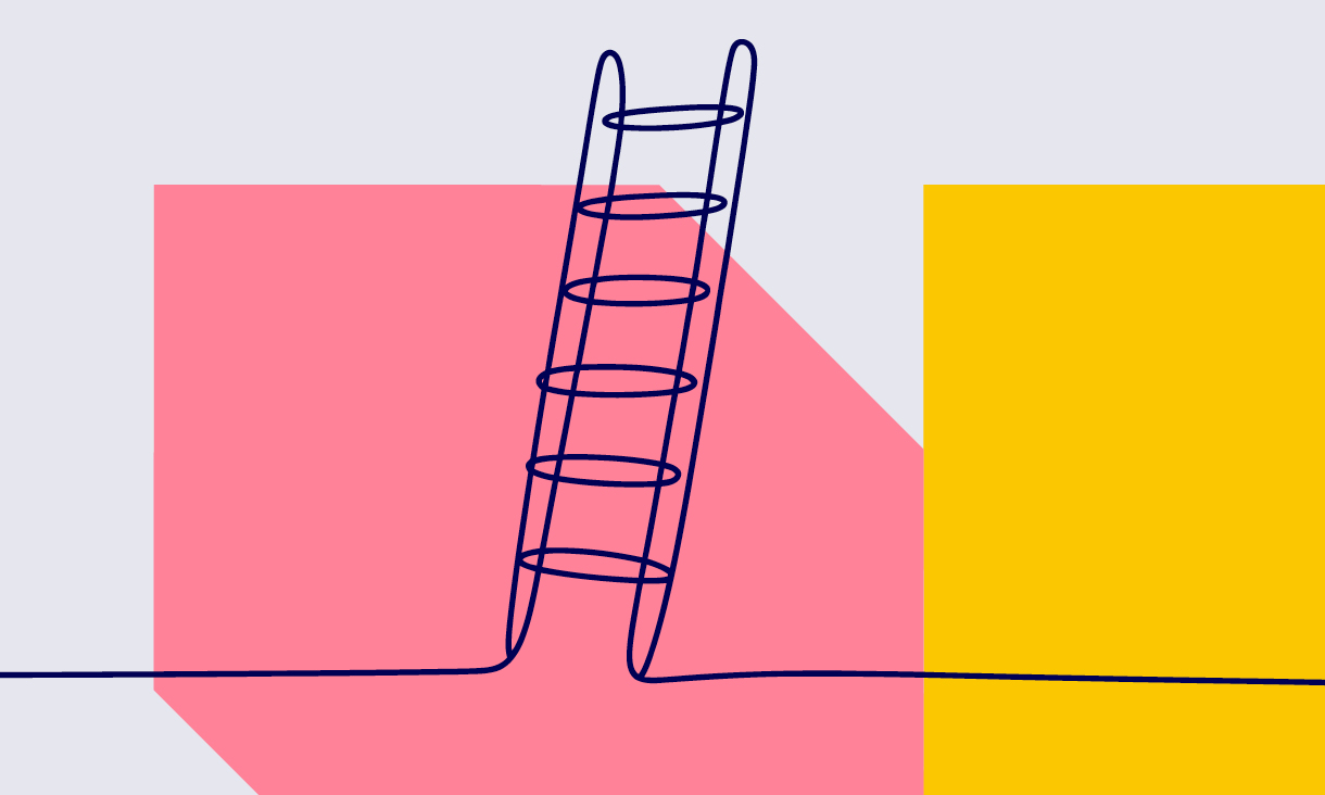 Graphic design of a drawn laptop with colours in the background