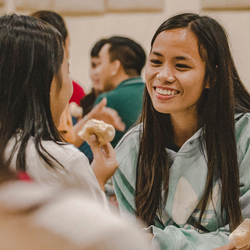 Students in a classroom talking