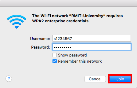Click on the wireless icon and select RMIT-University. Enter your RMIT staff ID and password