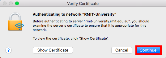 Windows may prompt with the wireless certificate pop-up. Select connect, to continue