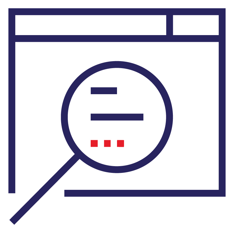 RMIT icon - search/magnifying glass.