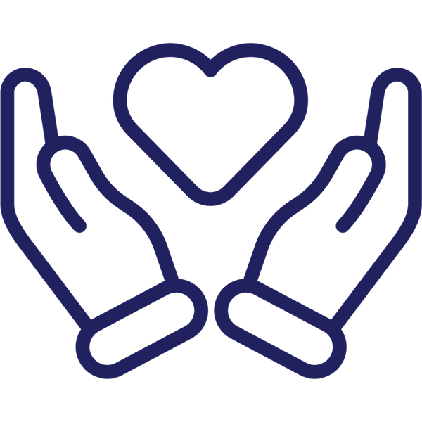 Icon of hands and a heart.