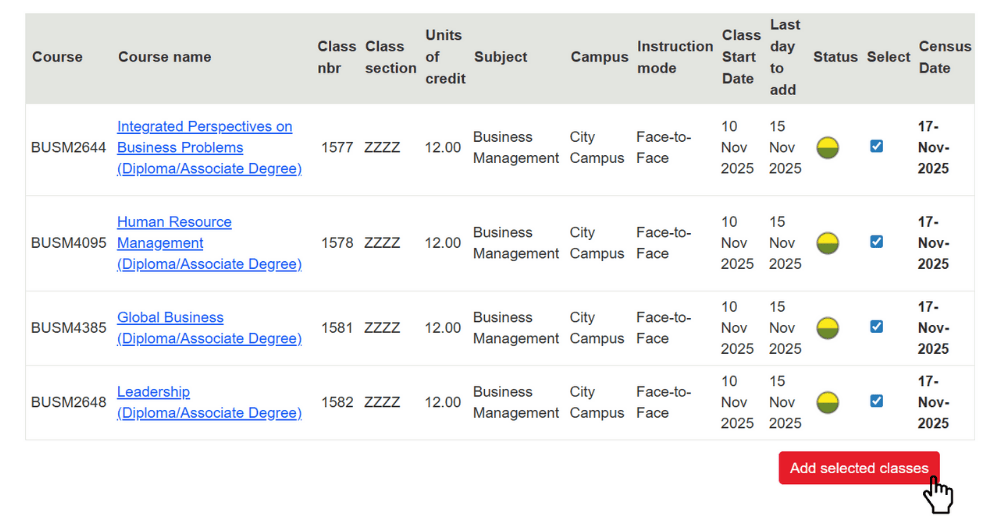 Image of how to add classes