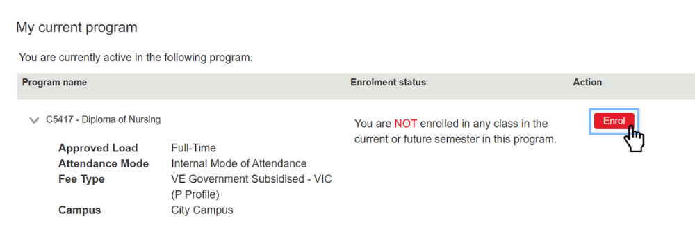 Screenshot of VE GSP step 2. Start your enrolment 