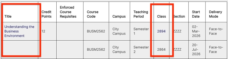 Screenshot showing plan structure table for HE program