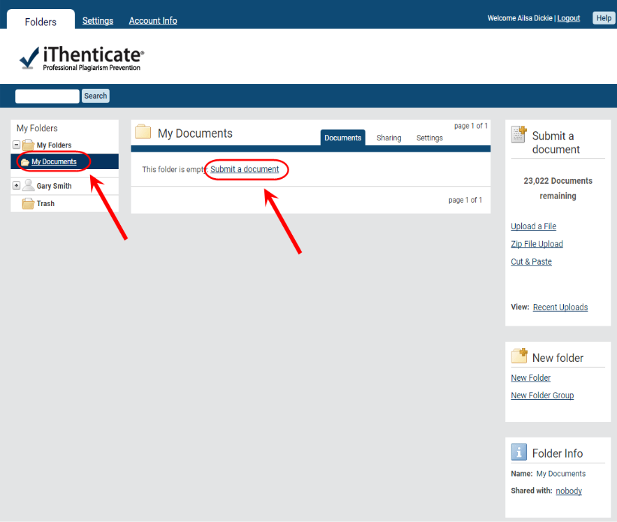 iThenticate - upload document