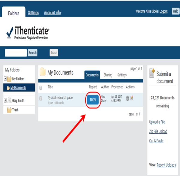 iThenticate - new report tab