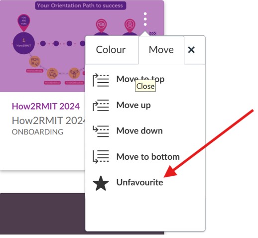 Screenshot showing how to remove a module from your Canvas dashboard.