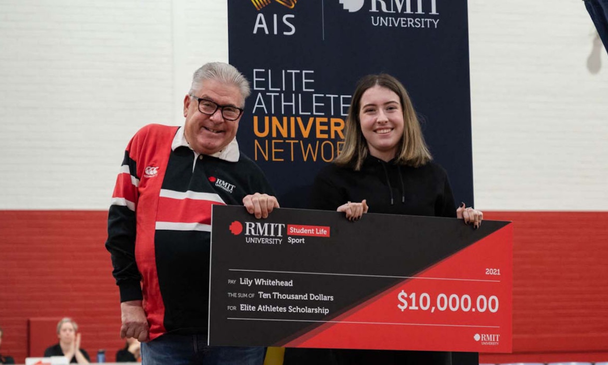 RMIT Vice-Chancellor Martin Bean congratulates Lily on her achievement.