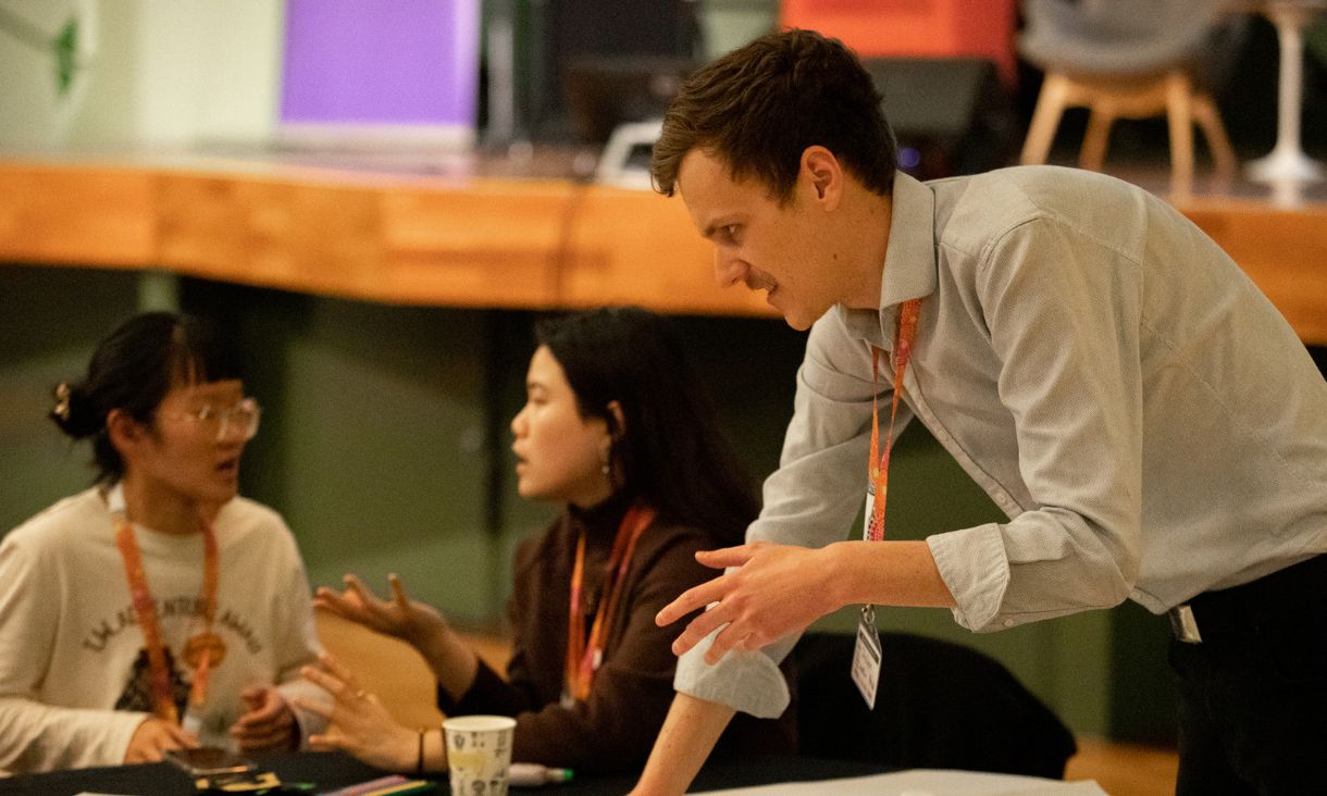 Sheldon Gait, General Secretary of RUSU, ideating with students at have your say day 2022