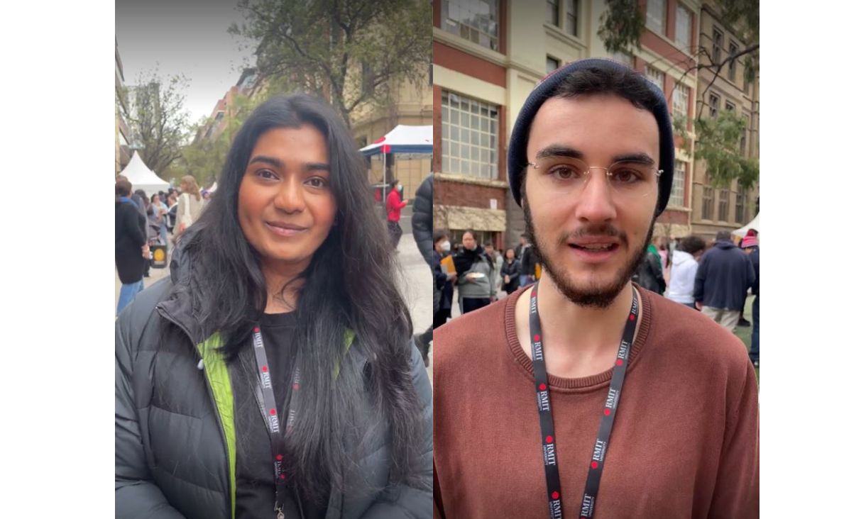 Students Glynn Egger and Sakshi Nair