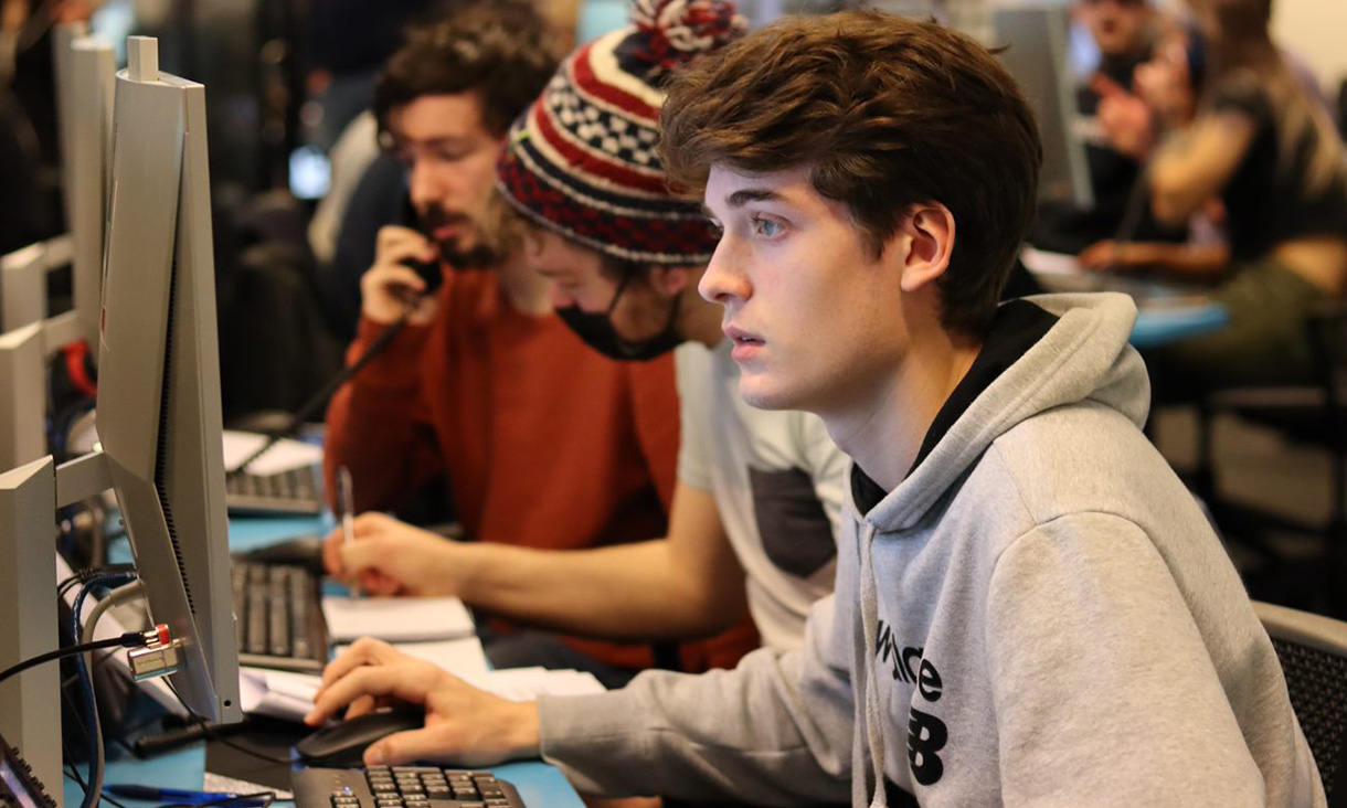 Student looking at computer