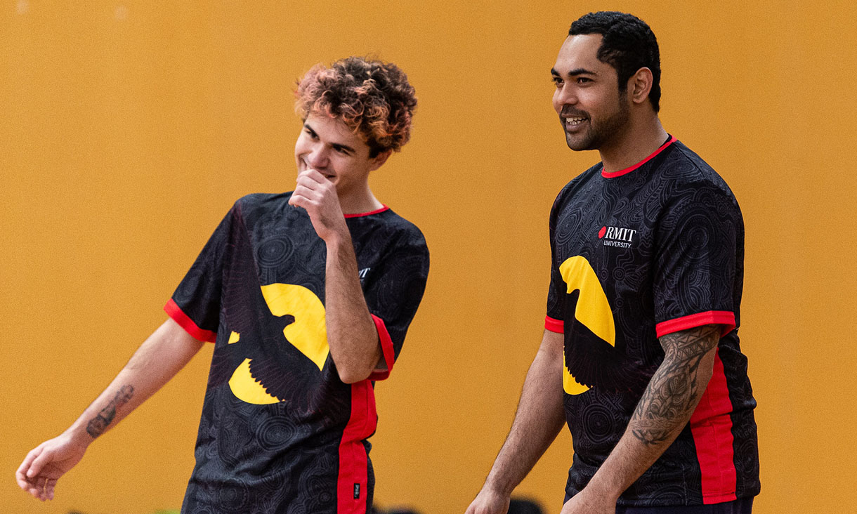 RMIT Volleyball teammates smiling