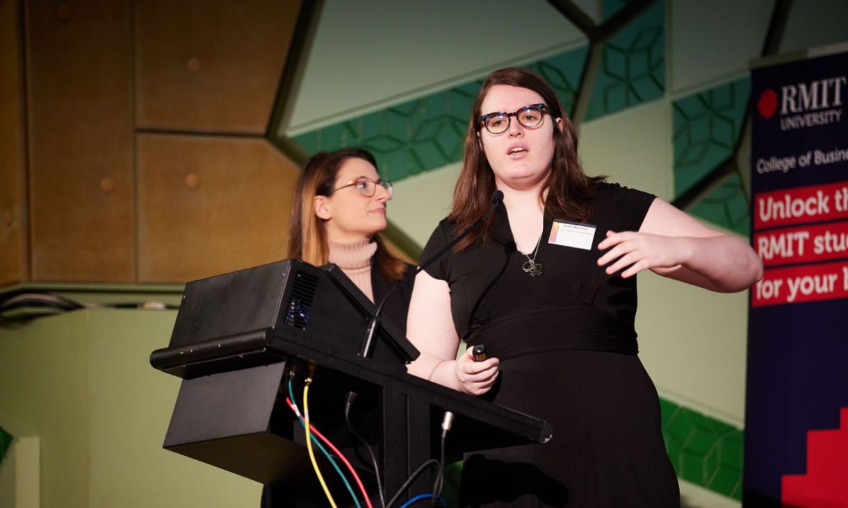 students on stage