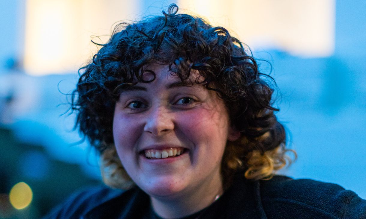 student smiling camera