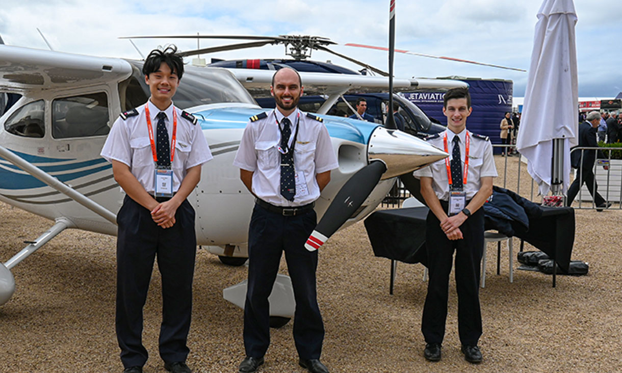 Alan Tran and Harrison Smith smiling for photo at Avalon Airshow