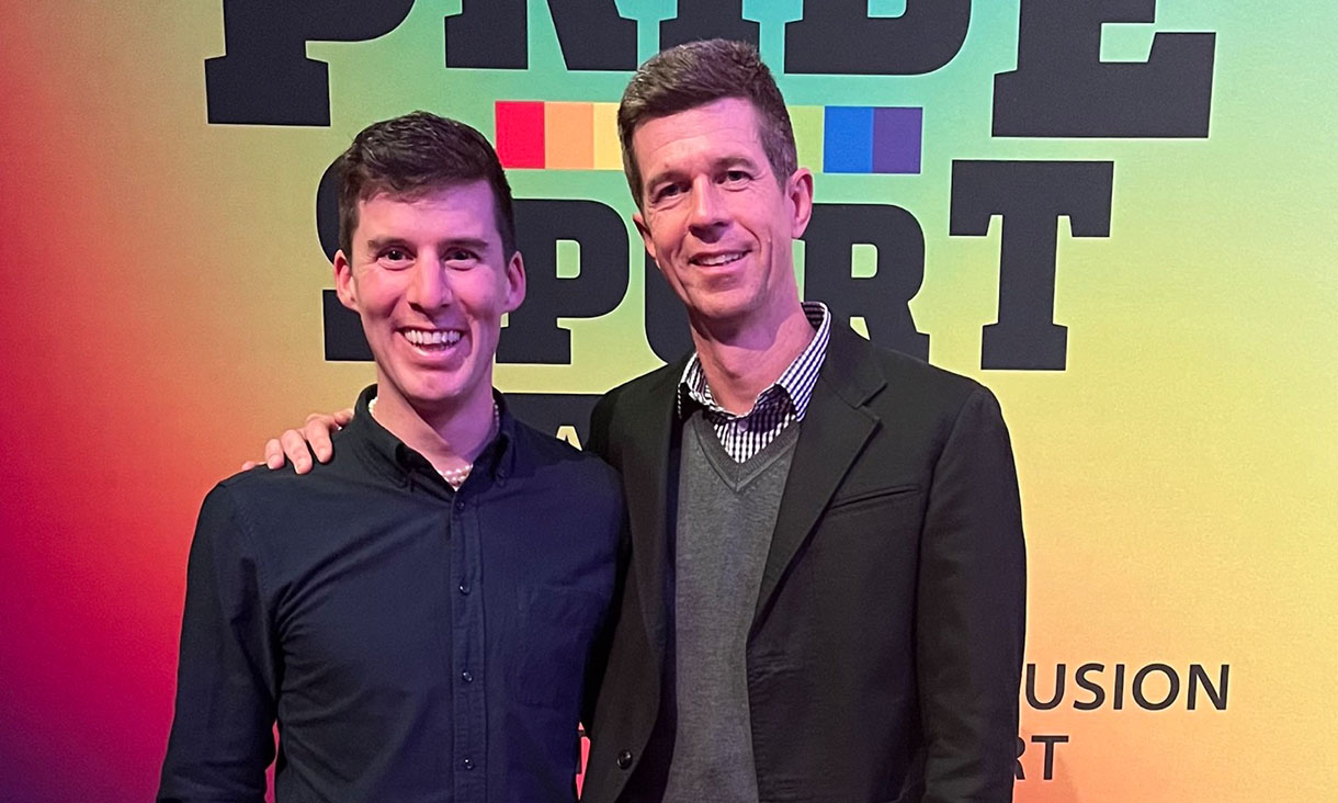 RMIT Sport Inclusion Ambassador Alex Smyth standing alongside Matthew Keenan.