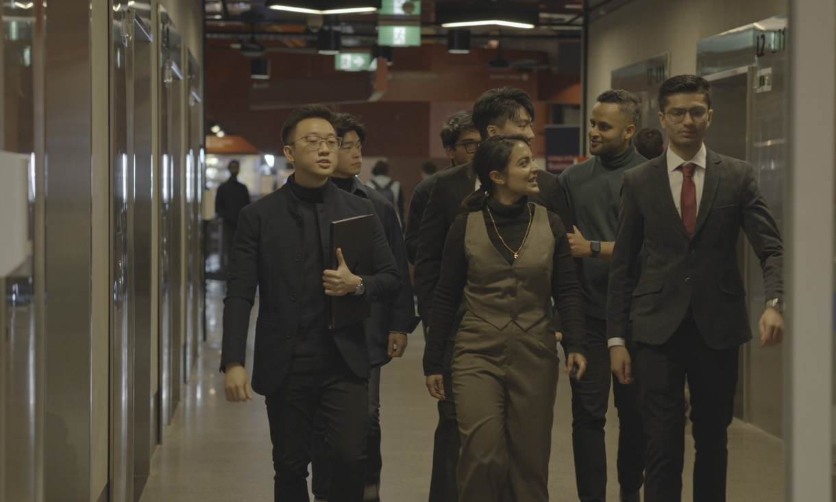 Group of people walking together.