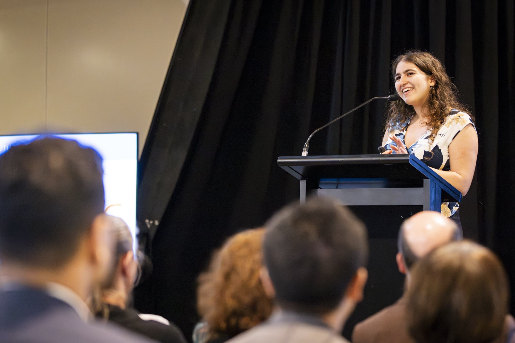 Timna Shushan presents her oral presentation during the 2025 Science WIL Showcase.