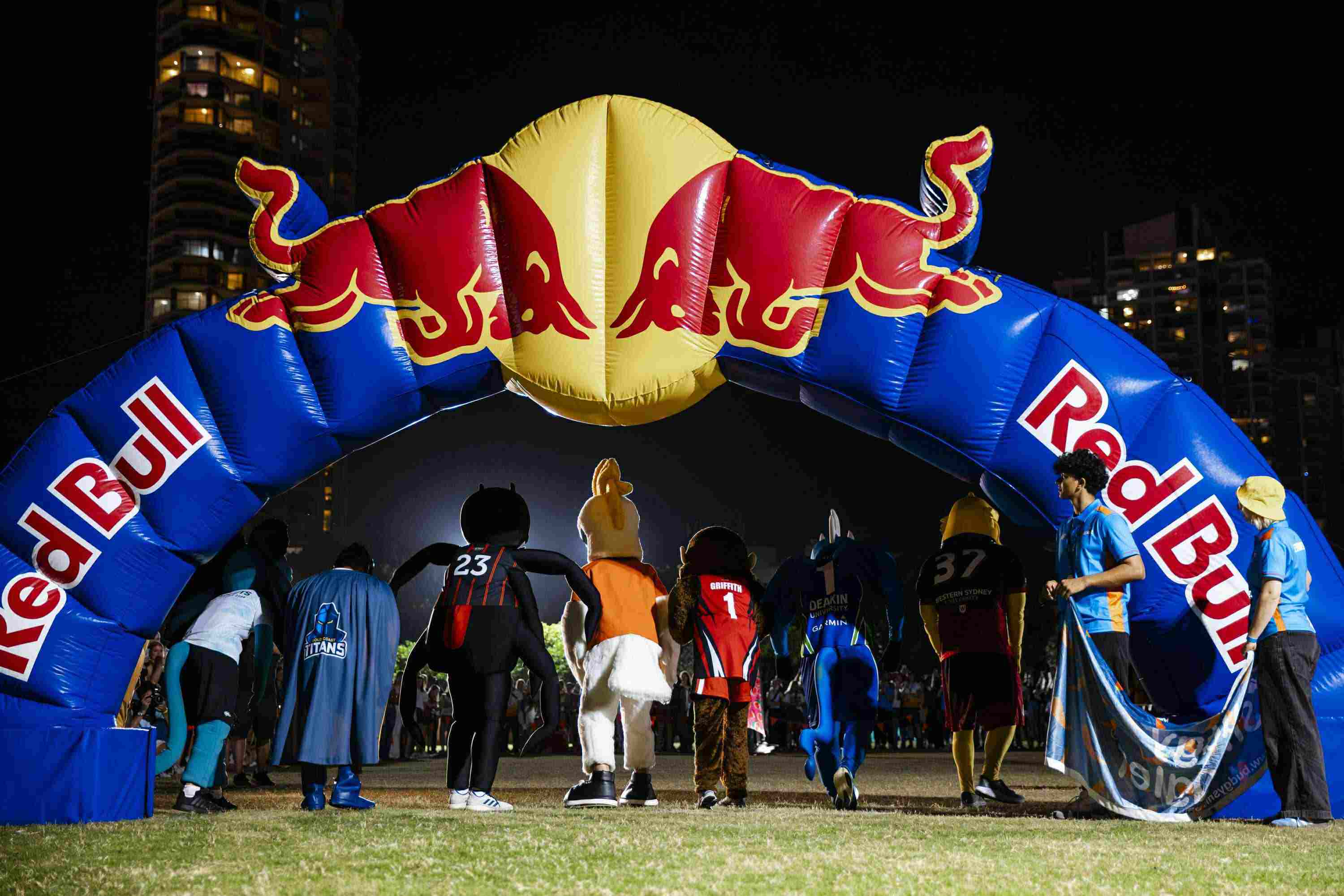 University mascots, including RMIT’s Redback, race for glory during UniFest.
