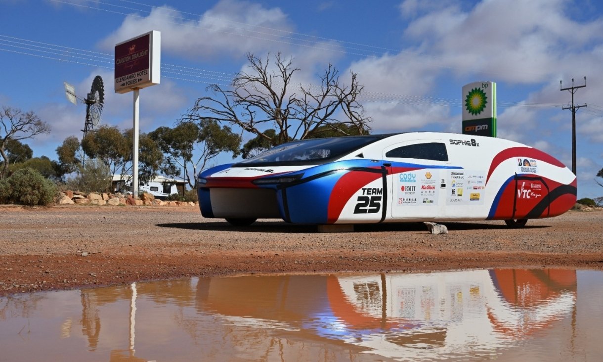 Solar car in Australian outback