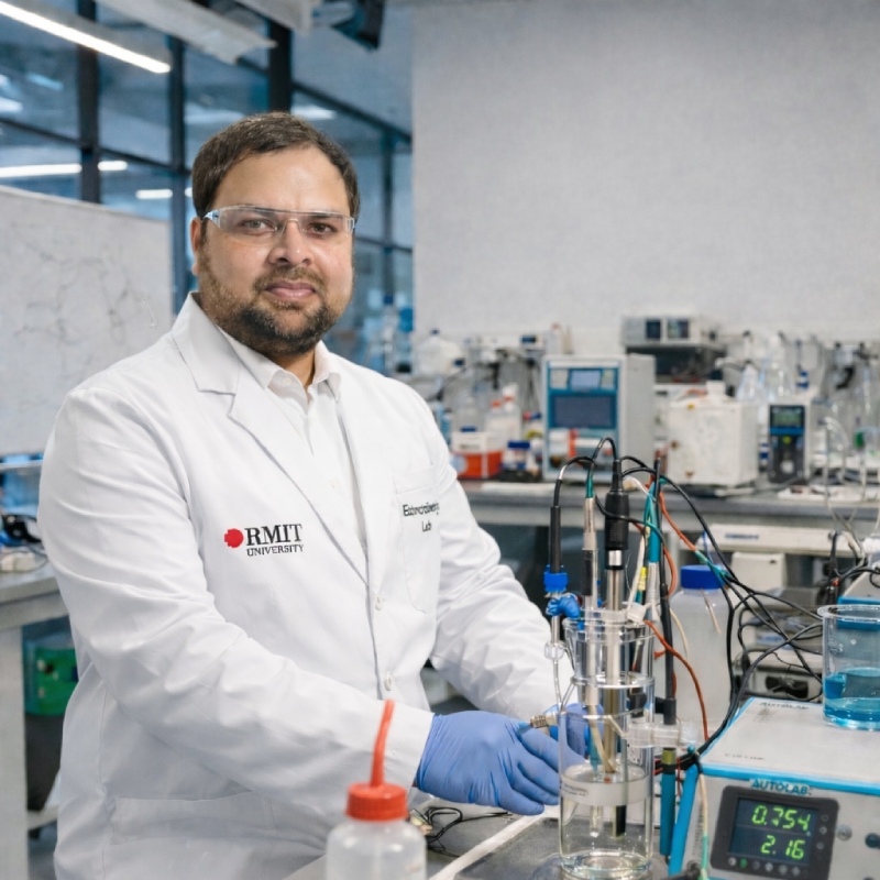 Vijay developing the implant coating in the RMIT Electrochemistry lab.