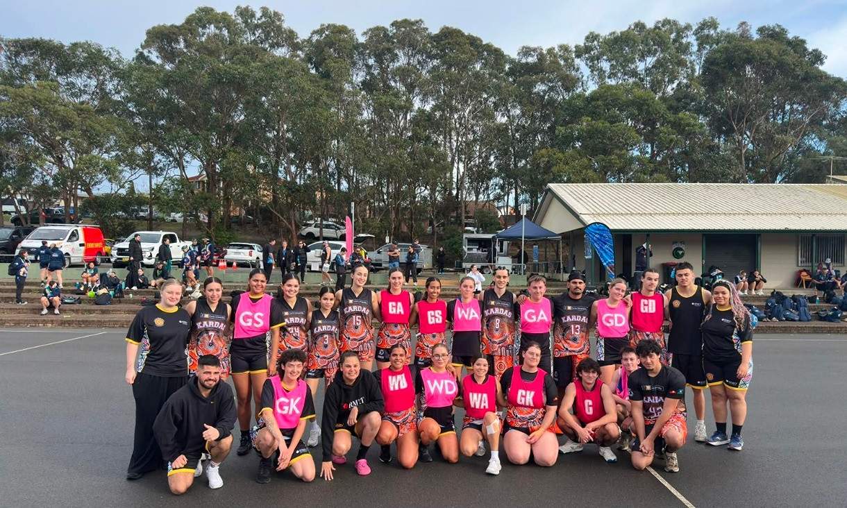 Team together on netball court