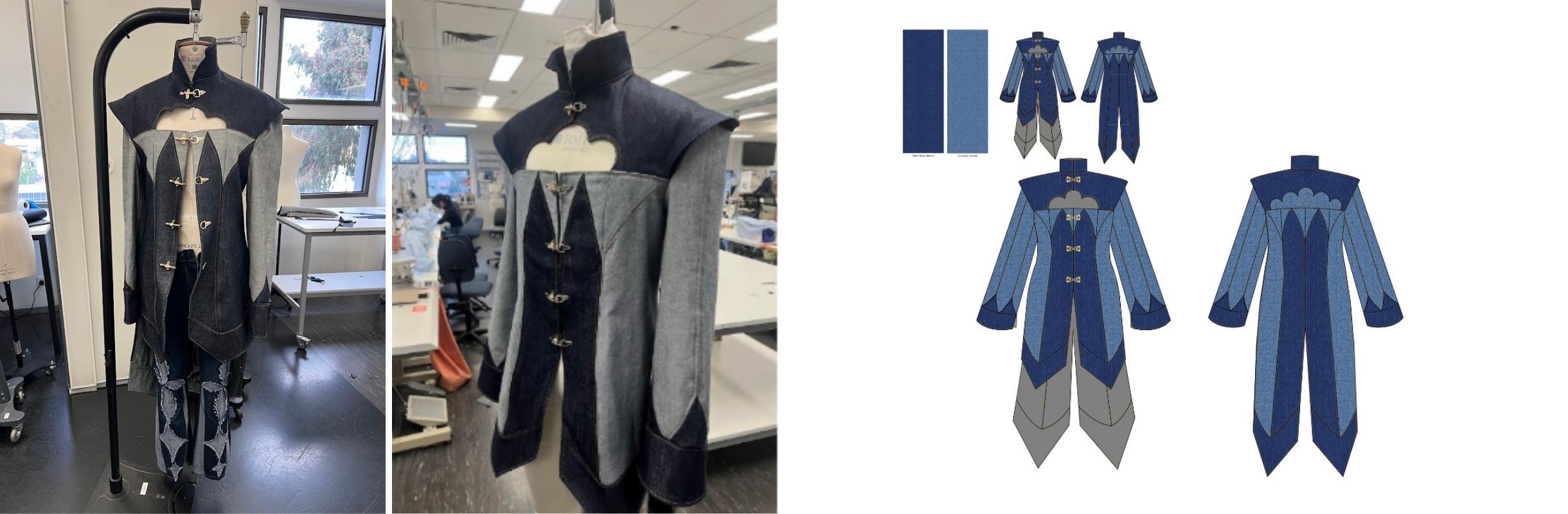 Blue and white clothing