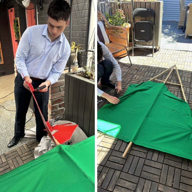Person making kite