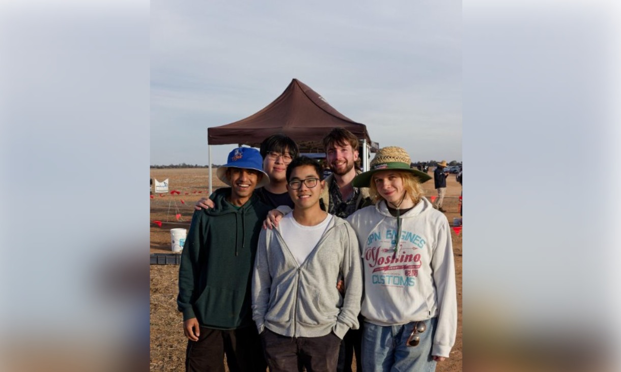 Caspar with the HIVE team at the launch site in Serpentine.