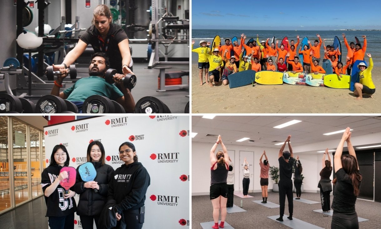 Collage of images of people doing physical activity