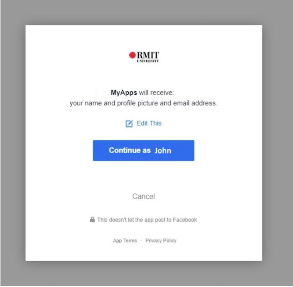 Privacy message from facebook.