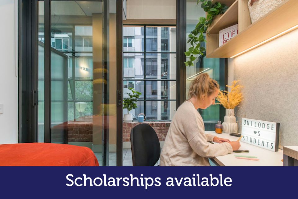 Student studying at a desk