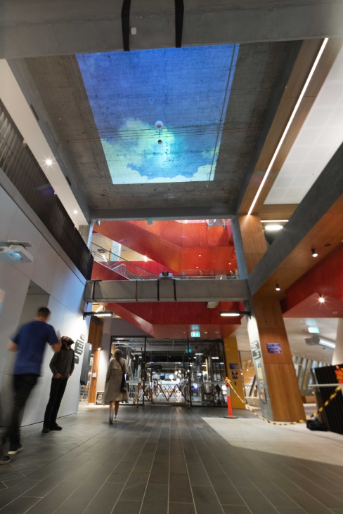 Projected artwork on ceiling