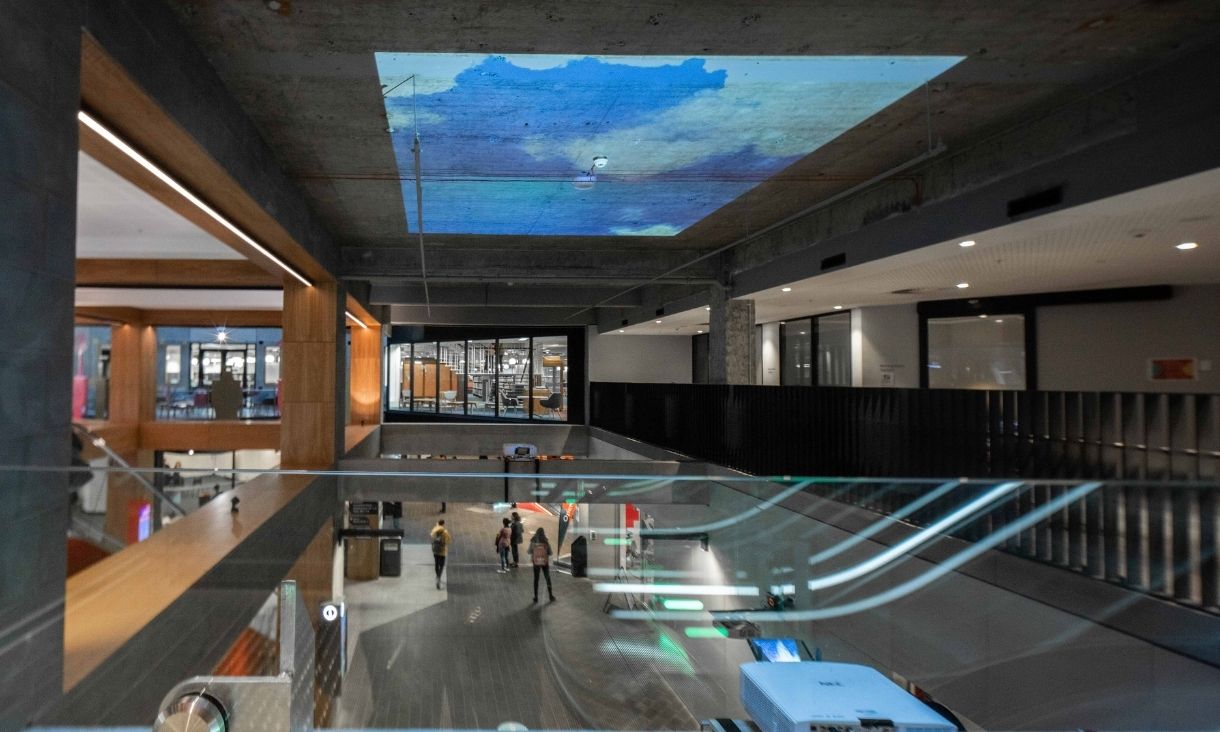 Projected artwork on ceiling