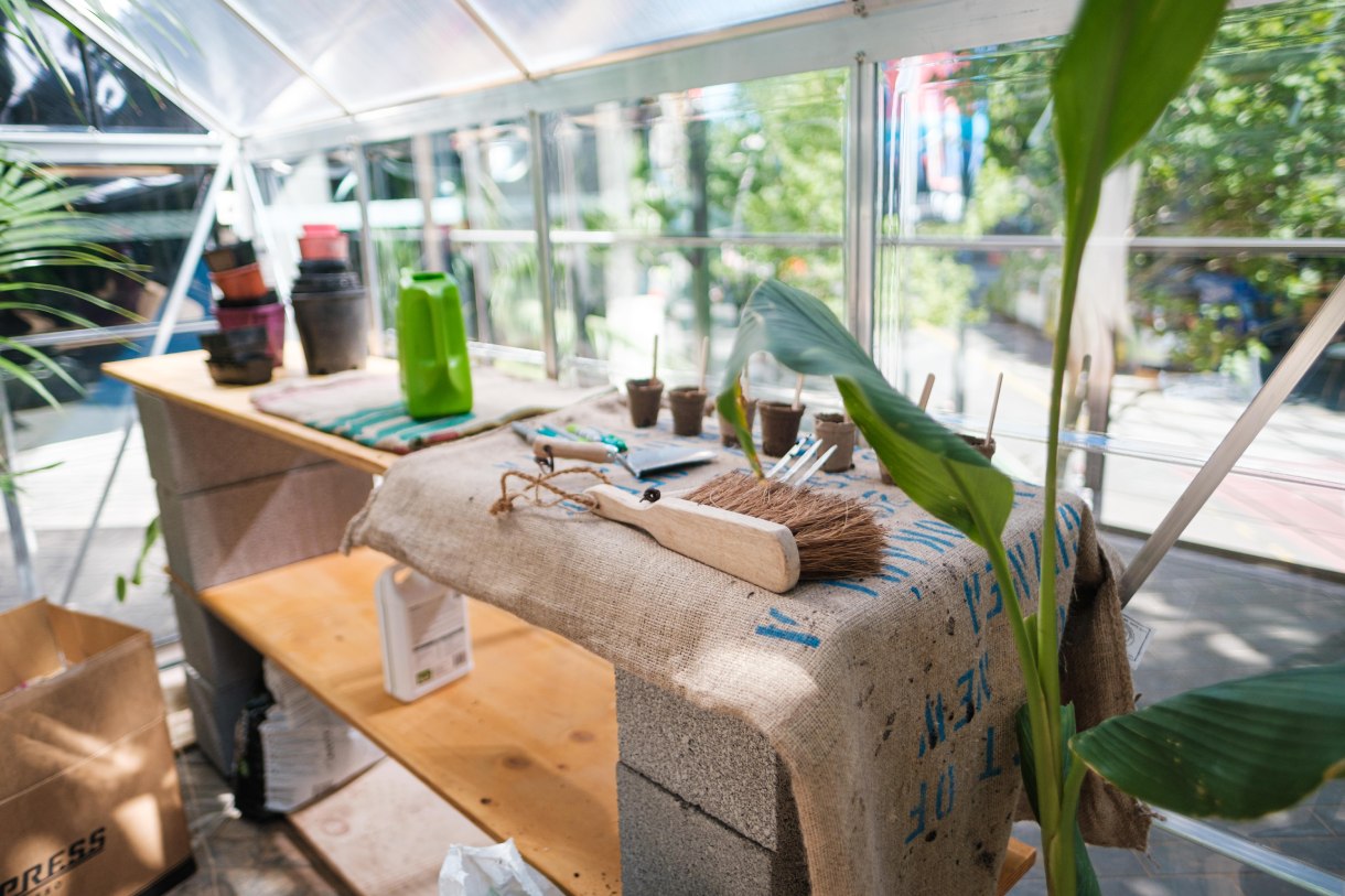 Tools inside greenhouse